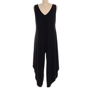 Nicole Miller New York Women XL black jersey knit jumpsuit relaxed fit crop